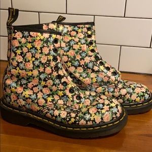 Vintage Dr Martens Floral Boots - Made in England